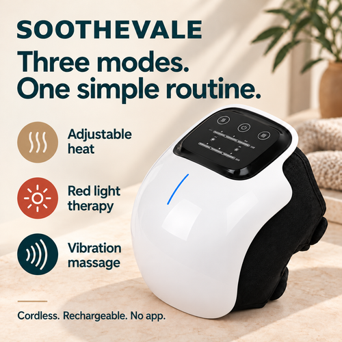 SOOTHEVALE adjustable heat, red light therapy and vibration massage in one cordless wrap
